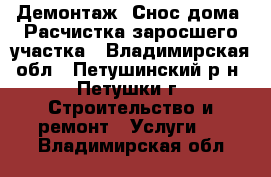 Демонтаж. Снос дома. Расчистка заросшего участка - Владимирская обл., Петушинский р-н, Петушки г. Строительство и ремонт » Услуги   . Владимирская обл.